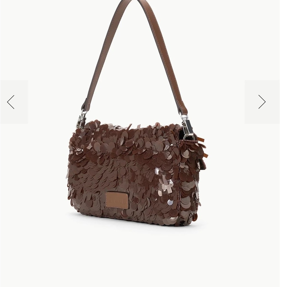 STAUD Timmy Brown Woven Leather Shoulder Bag